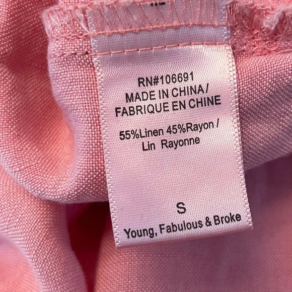 Young Fabulous and Broke Jumpsuit Women’s Small Pink Alex Casual Lounge Linen - Picture 9 of 9